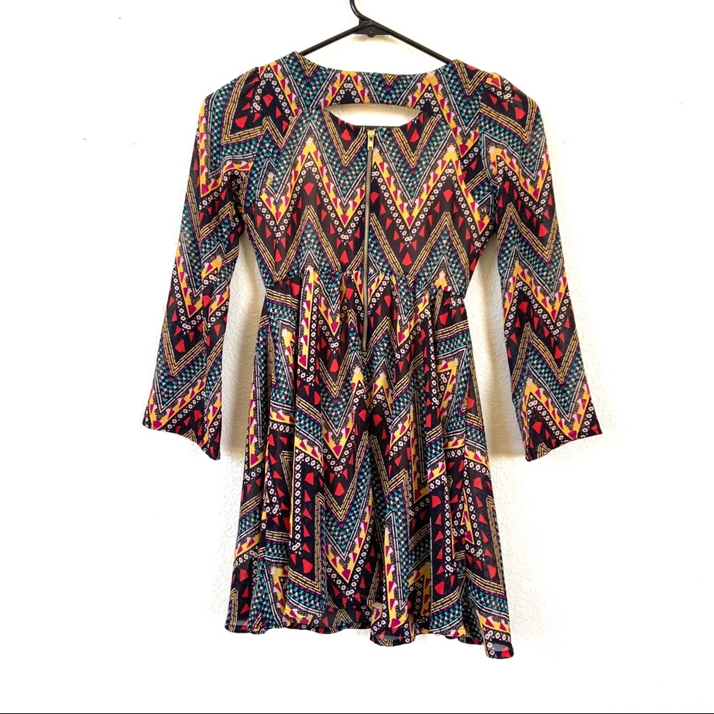 GB Girls Long Sleeve Abstract Print Dress Multi 8 - Picture 3 of 3
